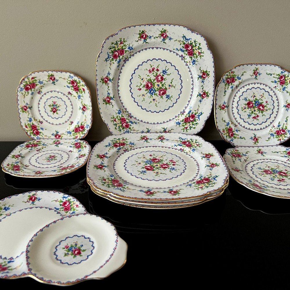 9 Pc BUNDLE Vintage Royal Albert Bone China Petit Point Circa 1937-1957 BUNDLE